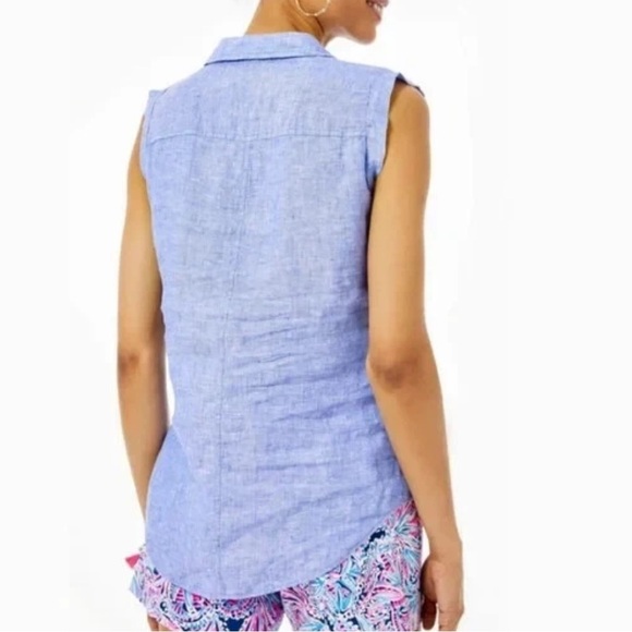 Lilly Pulitzer Breelyn Linen Sleeveless Button Down Size Large - Picture 4 of 7